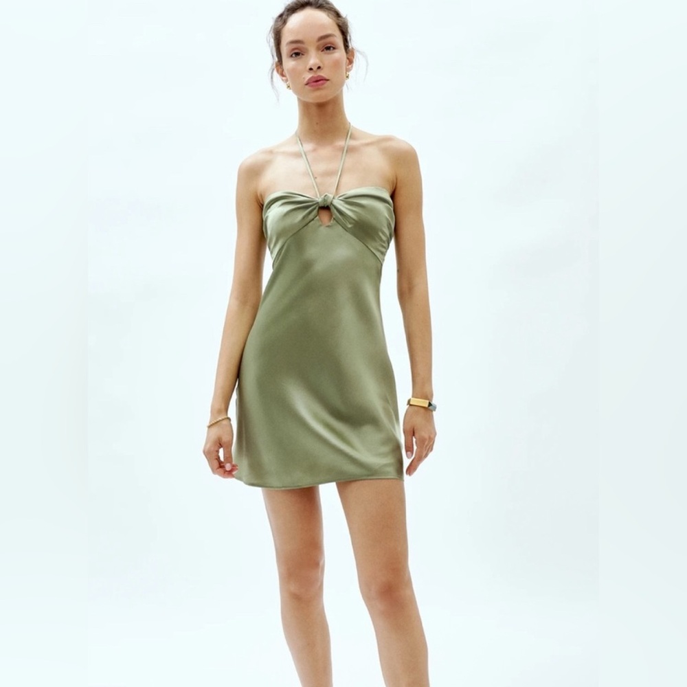 REFORMATION Sorrentine Silk dress  in artichoke Sz 12